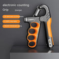 Electronic spring grip hand exerciser with digital counter display in orange colour