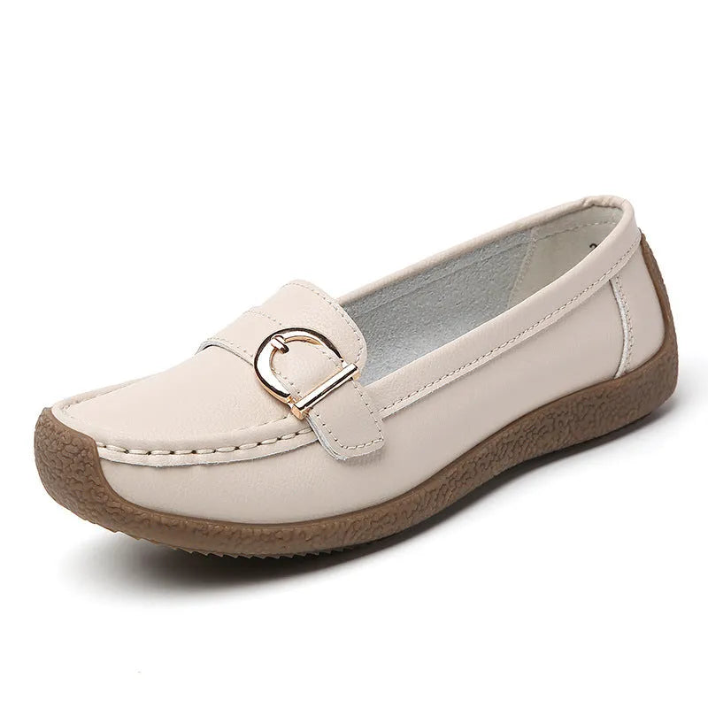 Women's casual loafers with round toe, flat heel, and shallow slip-on design in multiple colour options