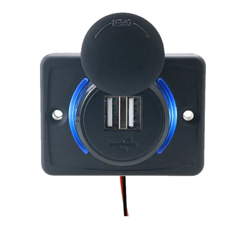 Black 12V car USB charger with mounting screws for vehicle installation and fast 3.1A device charging