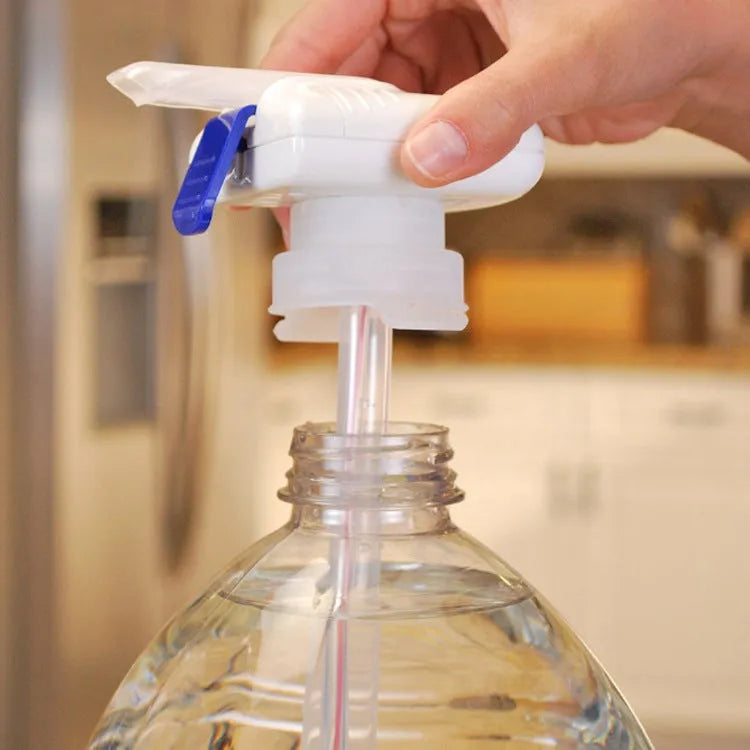 Electric pumping water device with silicone straws and blue press handle for milk and juice dispensing