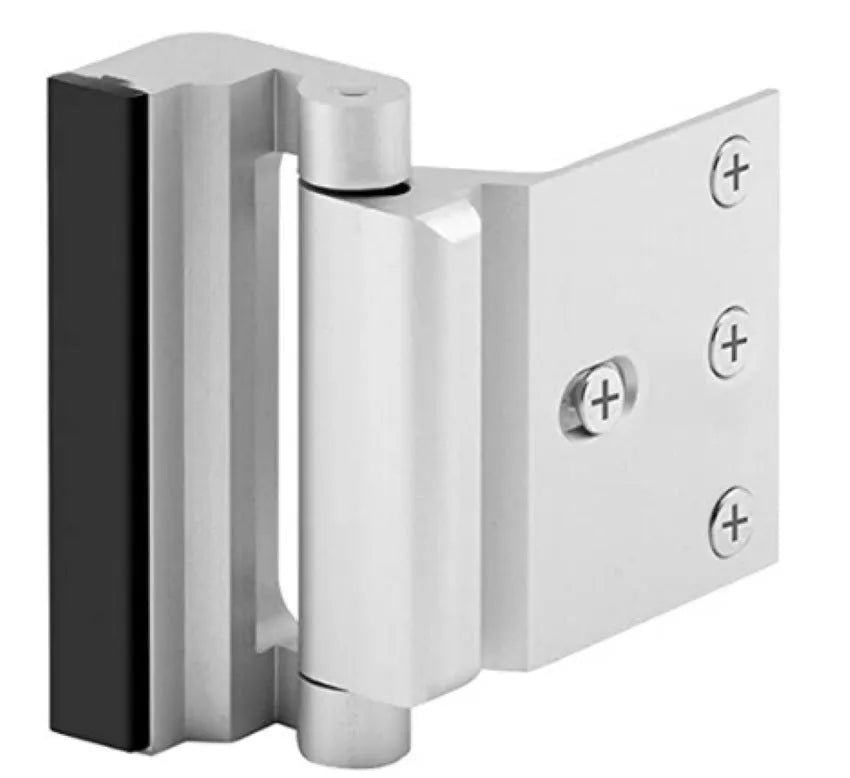 Silver aluminum alloy child safety door reinforced lock with 3-inch stop and heavy-duty bolt