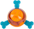 Blue interactive dog chew toy with rubber bones, acting as a slow feeder for small medium dogs.