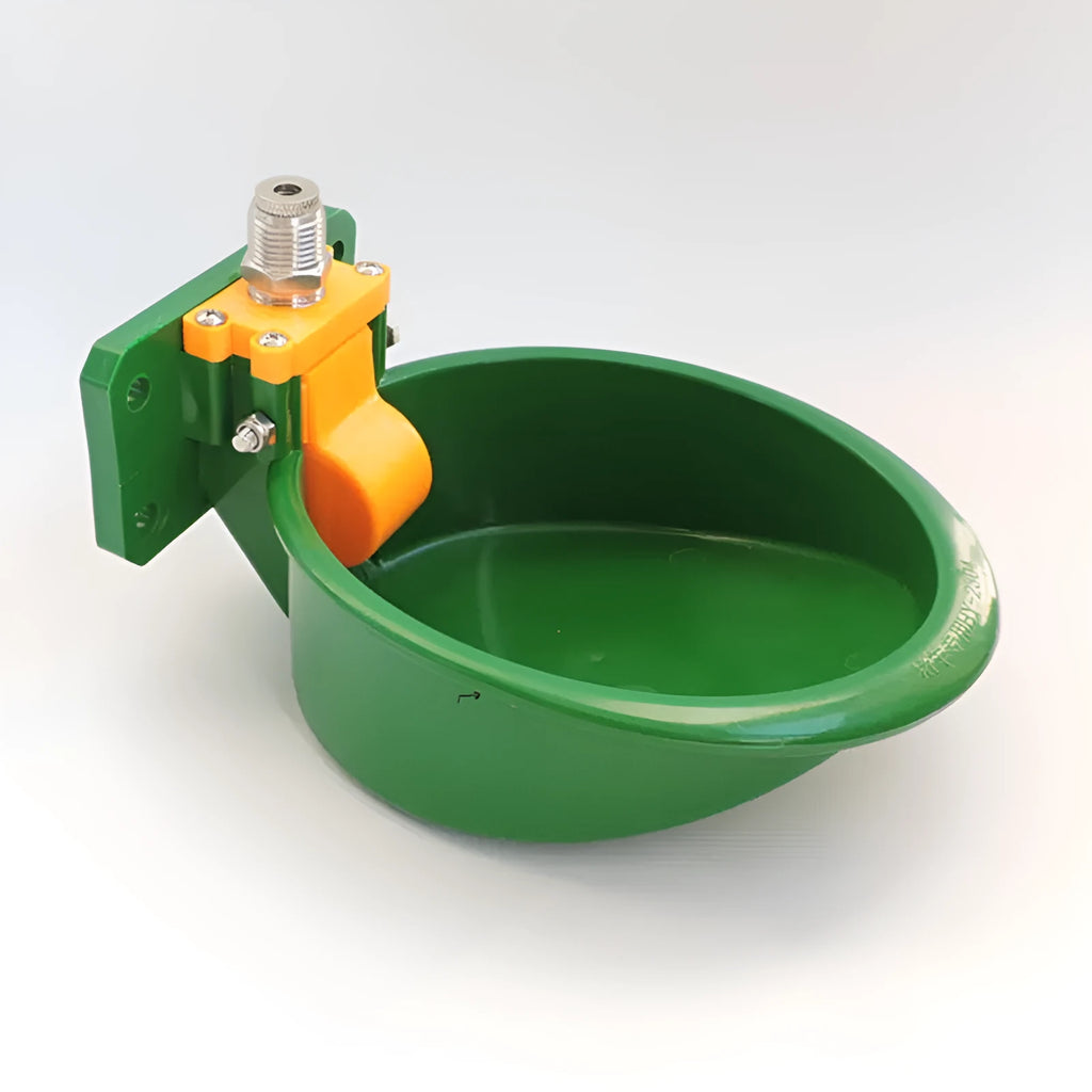 Green engineering plastic drinking bowl with water nozzle for sheep and pigs livestock watering