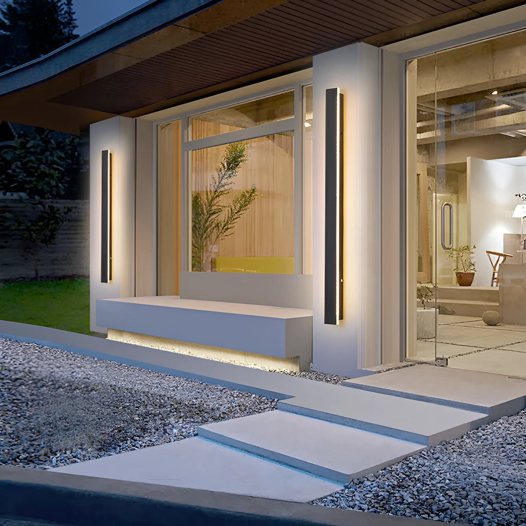 Outdoor straight wall lamp with wrought iron shell and 150cm LED strip for exterior waterproof installation