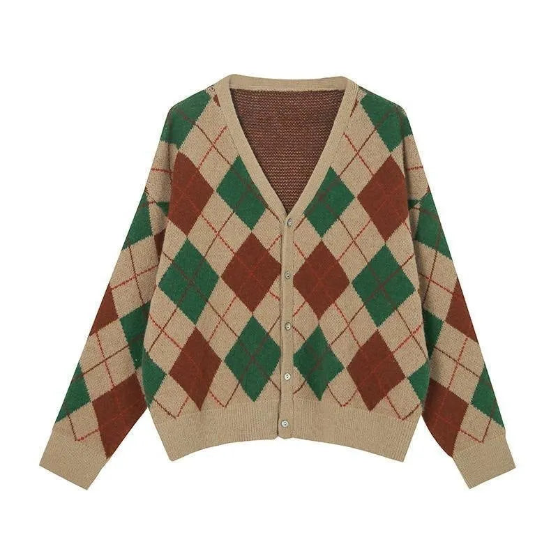 Casual cardigan coat in knitted acrylic fabric showing Japanese Korean style with macaron colour options