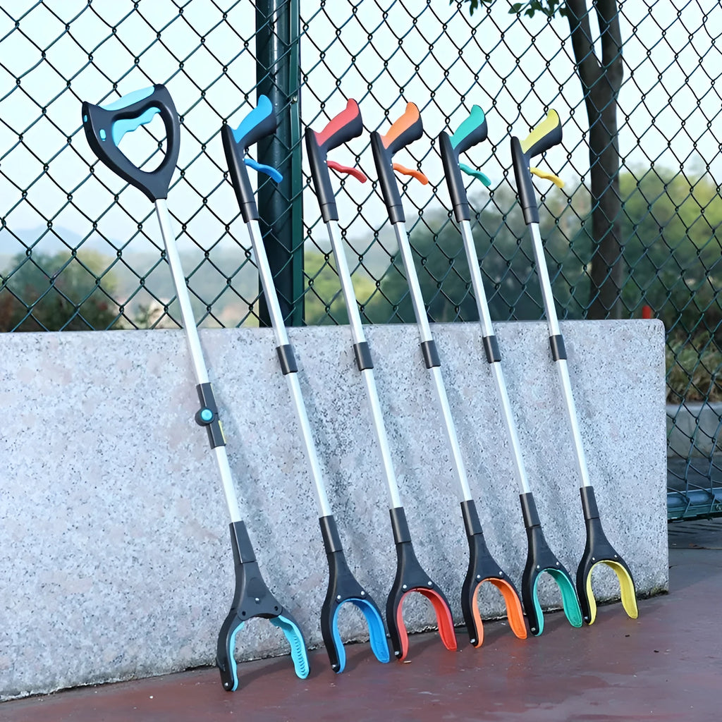 Blue trash clip with plastic and aluminium alloy construction for household organisation