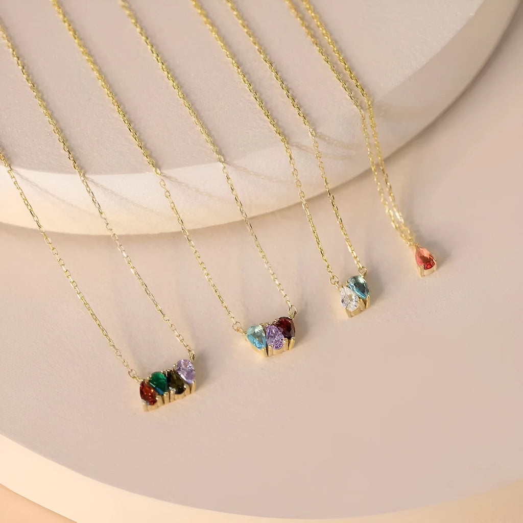 Zircon stone pendant necklace on titanium steel chain with month design option