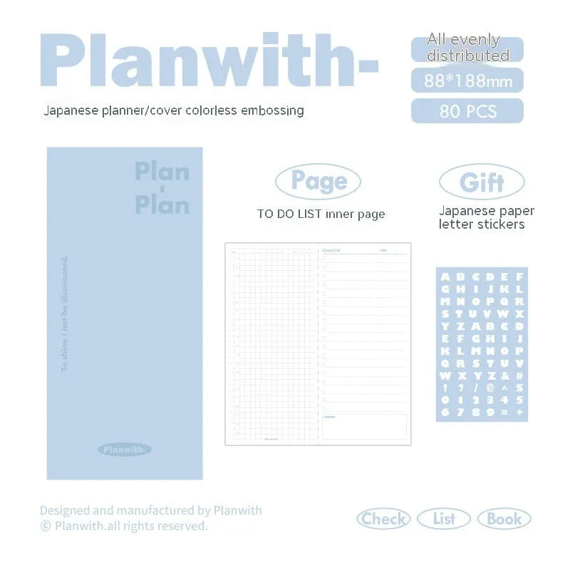 A5 embossed meter notebook open on a desk, showing white 100gsm paper and a choice of five cover colours.