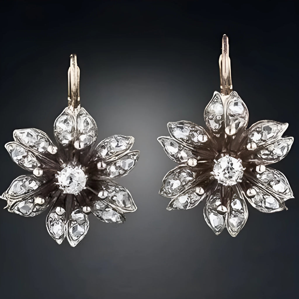 Women's silver retro fashion earrings with alloy construction and electroplated finish