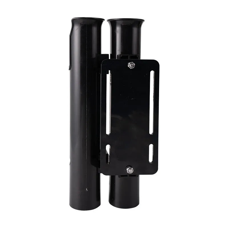Plastic fishing rod rack with carbon reinforcement and clamp for bicycle mounting