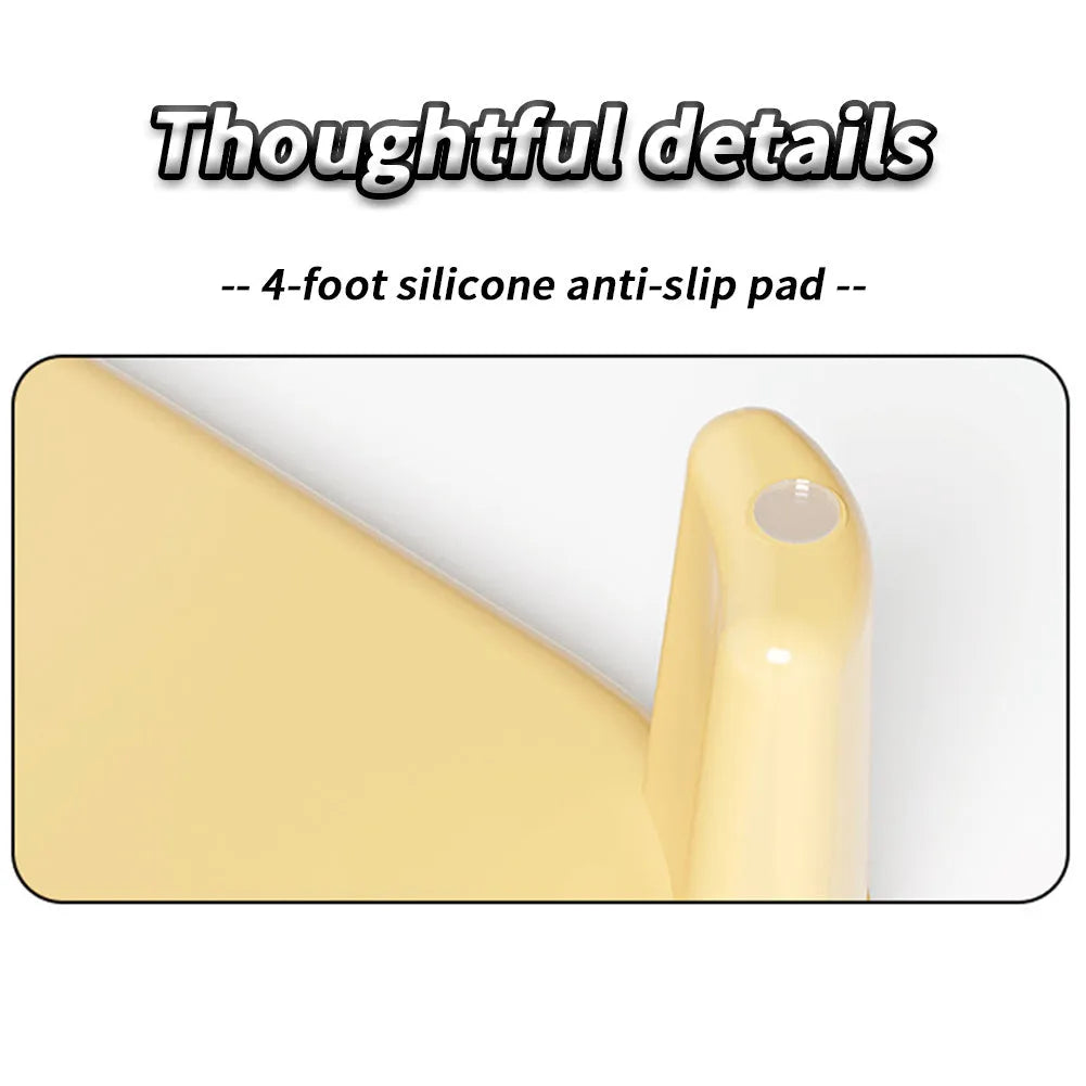 Milk yellow plastic cat litter mat with anti-slip feet next to a litter box