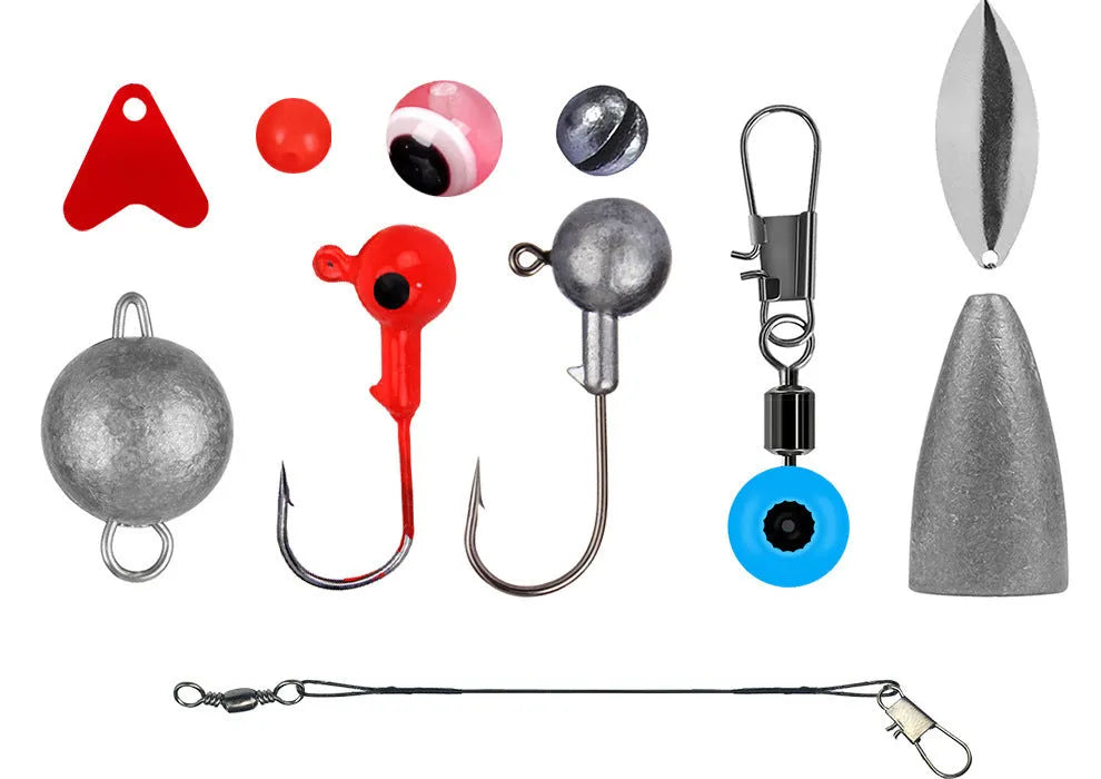 257-piece fishing lure and hook accessories set in ABS storage box for Texas, sea, and rock fishing