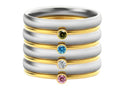 December colour birthstone engraved titanium steel ring with geometric design and two-tone finish.