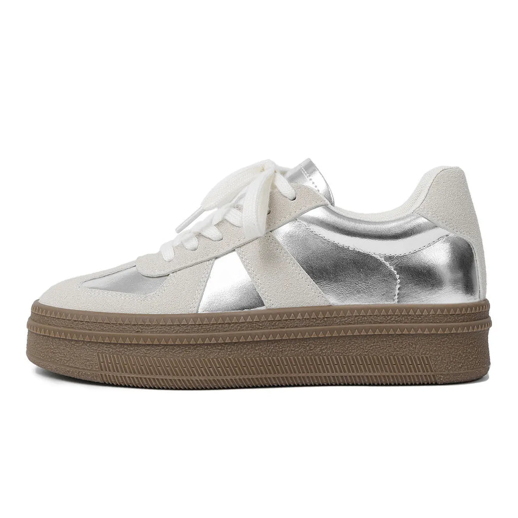 Retro round toe sports board shoes with cross shoulder straps in milky white