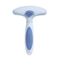 Double-row stainless steel dog grooming comb in azure light blue colour