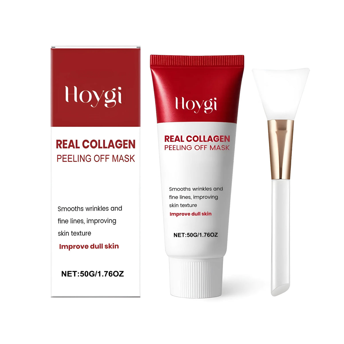 Real Collagen Peel-Off Mask 50g tube with brush applicator for facial application