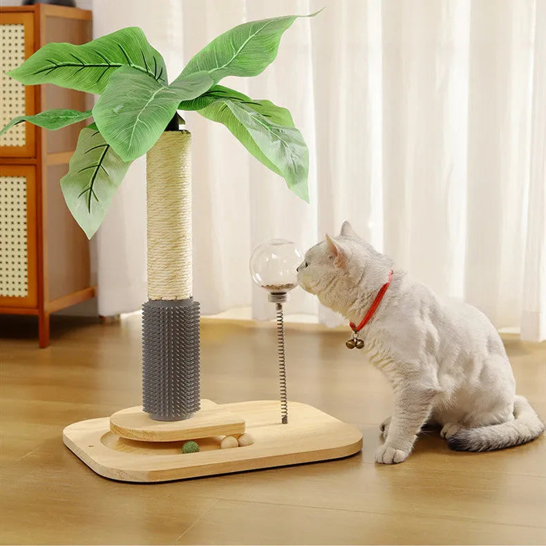 Vertical wooden cat scratching post with Canna-coloured finish measuring 0.6 metres tall
