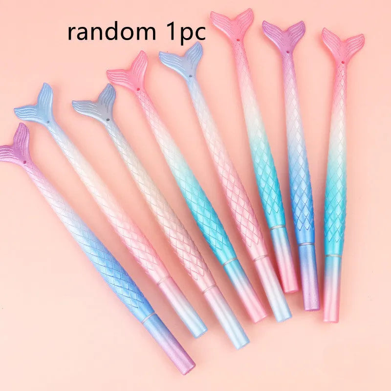 0.38mm fine point ballpoint pen with mermaid cartoon design showing plastic shell construction