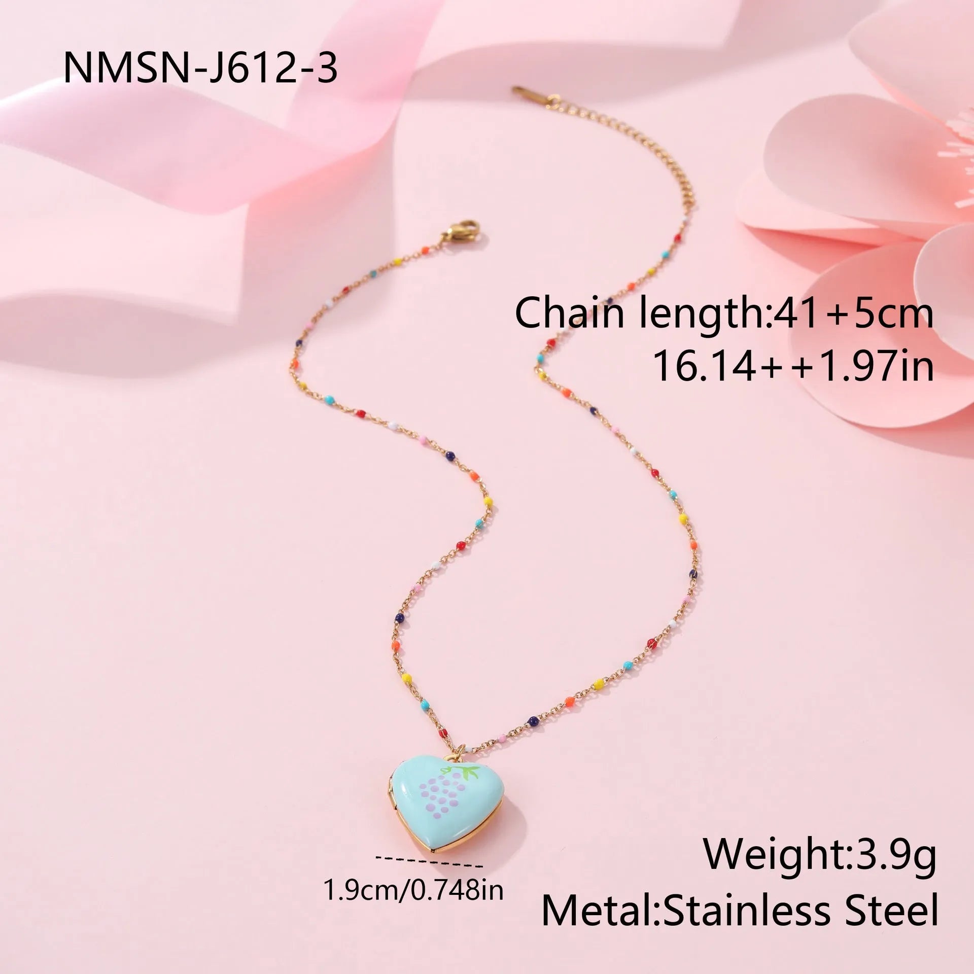 Gold-plated stainless steel necklace with fruit pendant on adjustable chain