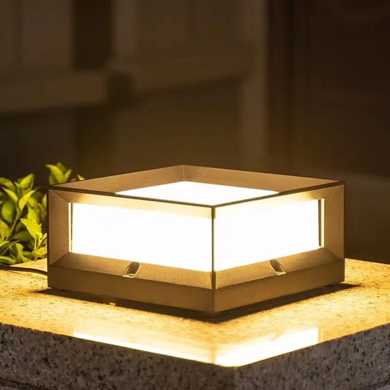 Solar-powered aluminium outdoor LED column light for wall or door mounting.