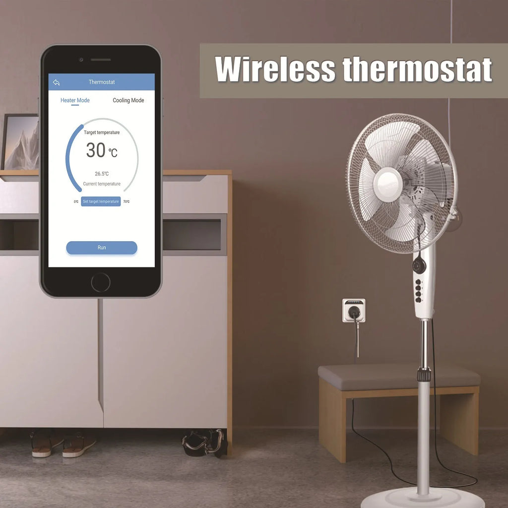 Tuya temperature control smart socket with wifi, sensor probe, white colour, US three-hole outlet
