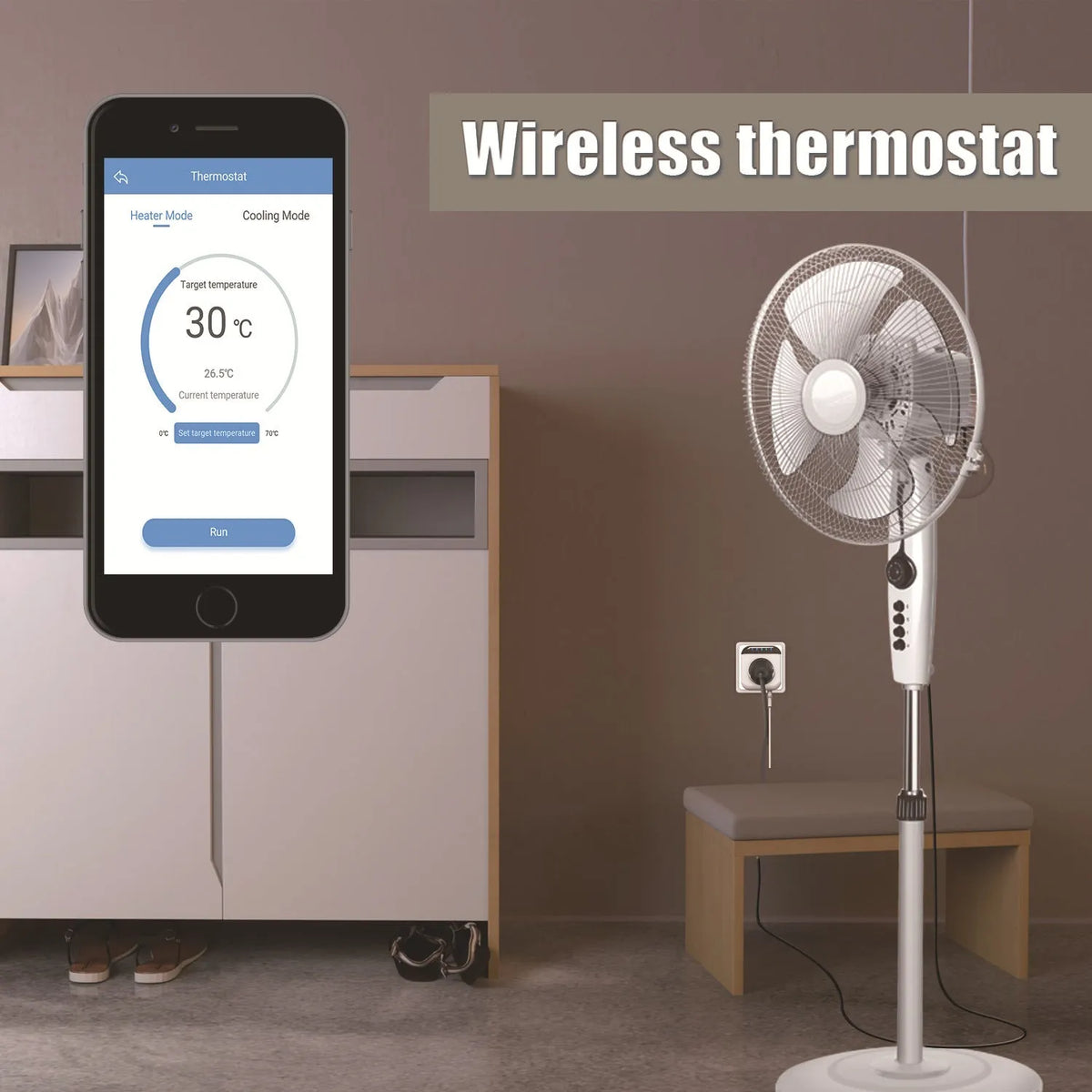 Tuya temperature control smart socket with wifi, sensor probe, white colour, US three-hole outlet