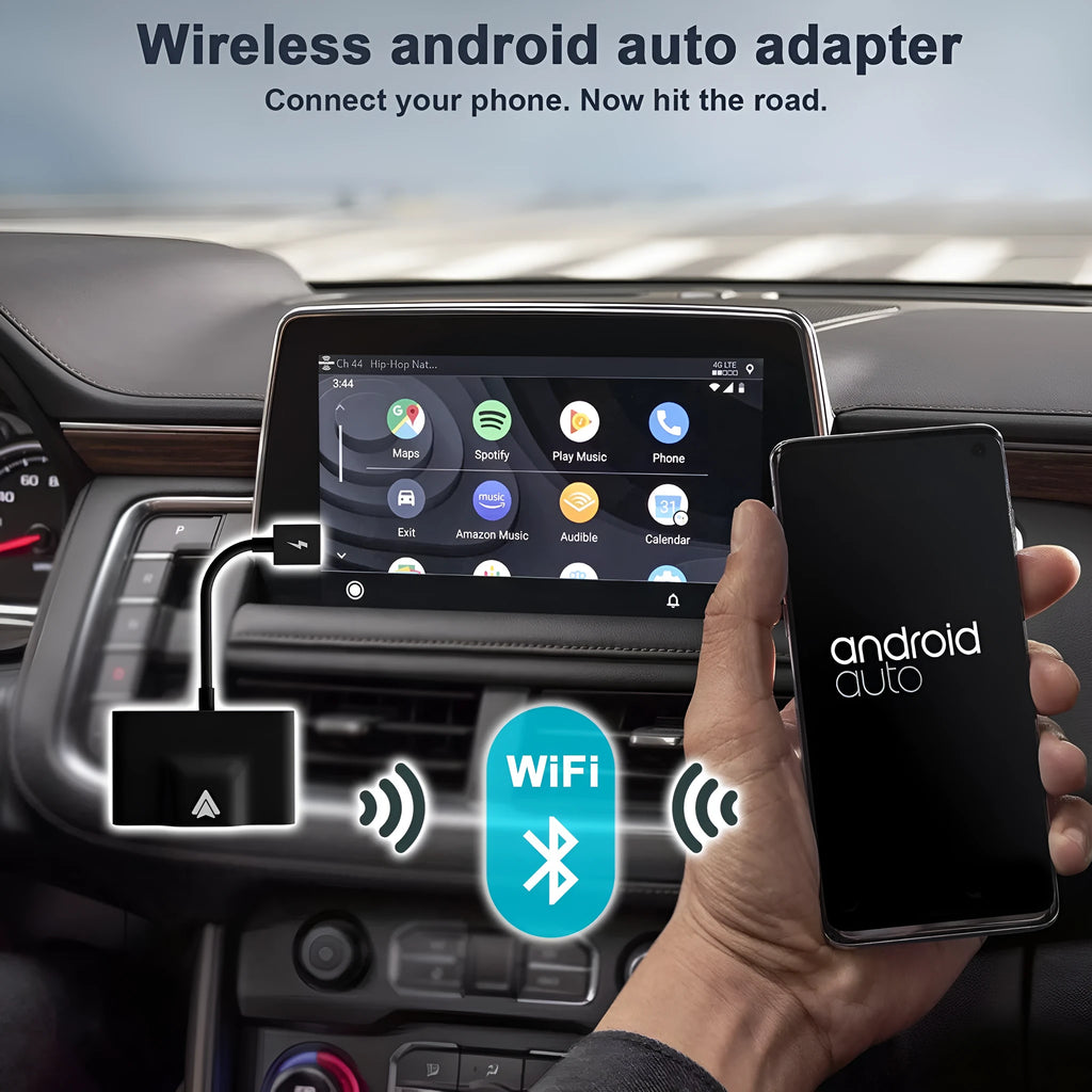 Car wired to wireless Android system adaptor for CARPLAY vehicles in black and white options