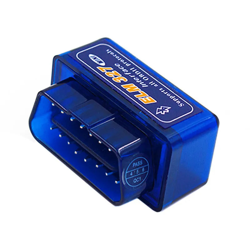 Blue OBD2 Bluetooth diagnostic scanner for reading engine codes and sensor data