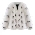 Women's plus size black and white Korean-style artificial fur coat with short length