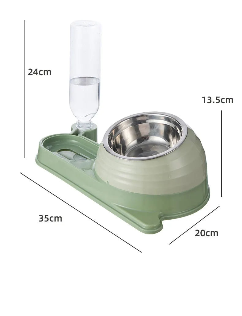 Elevated pet food bowl with automatic water dispenser in food-grade BPA-free materials