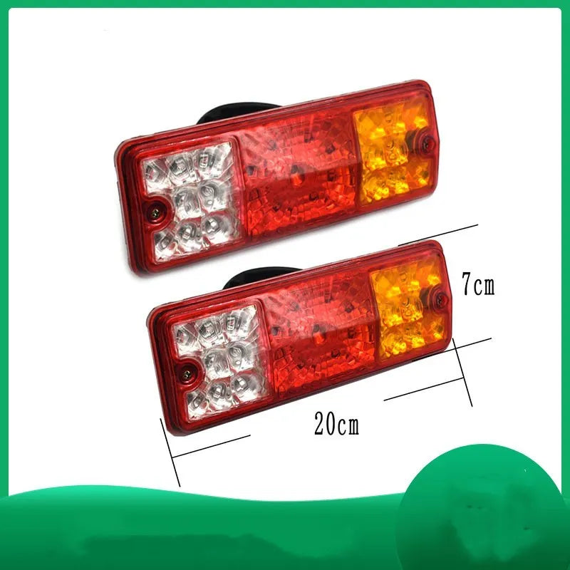 Black electric tricycle taillight with integrated shell design measuring 200mm by 70mm