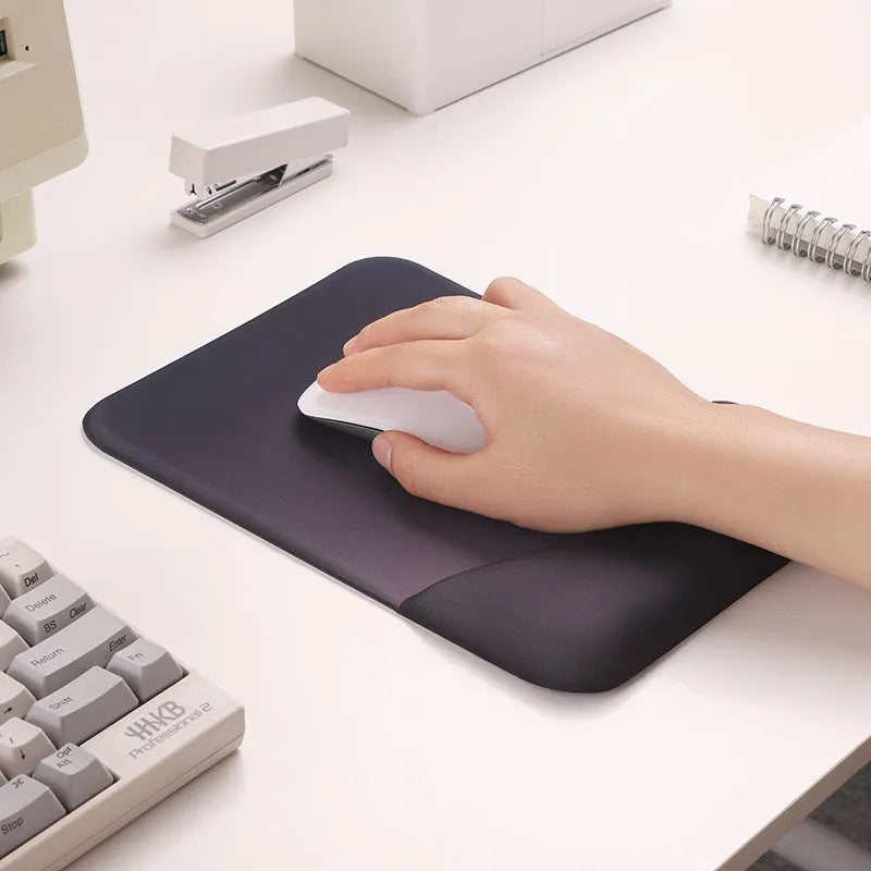 Square mouse pad with integrated wrist rest in various colour options