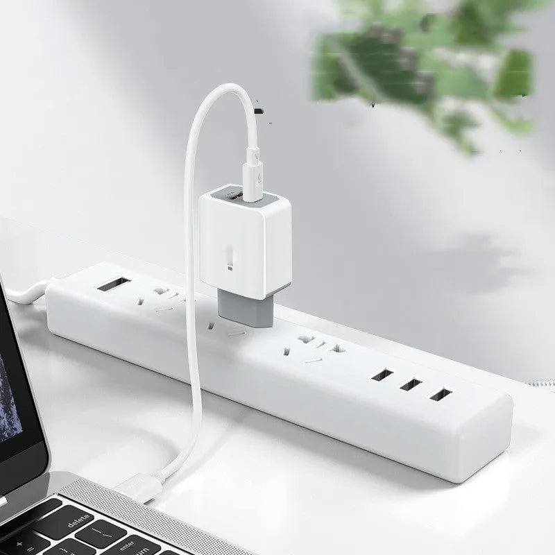 White European standard USB fast charger set with charging head and cable