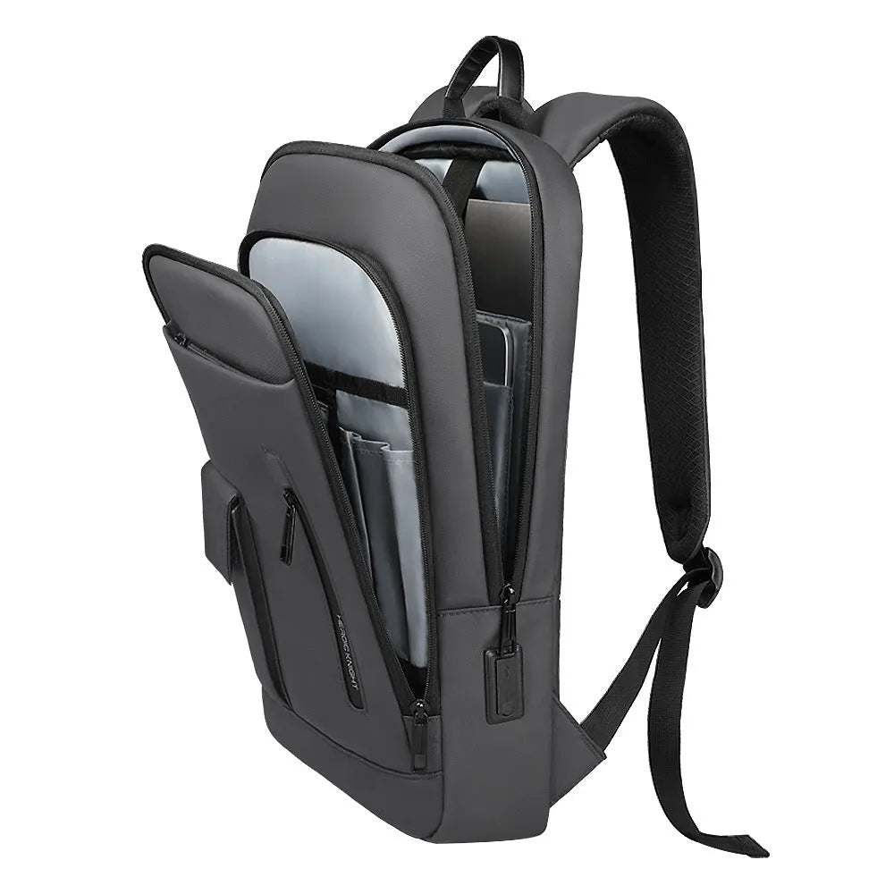 Men's Oxford cloth backpack with sewing line design in dark grey colour