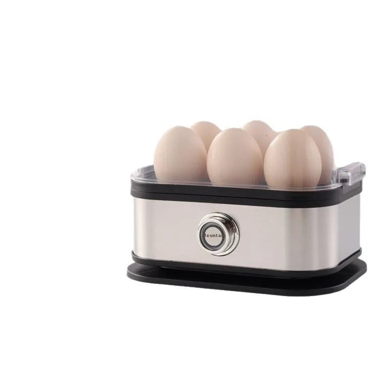 Black portable stainless steel egg boiler with international power plug adapters