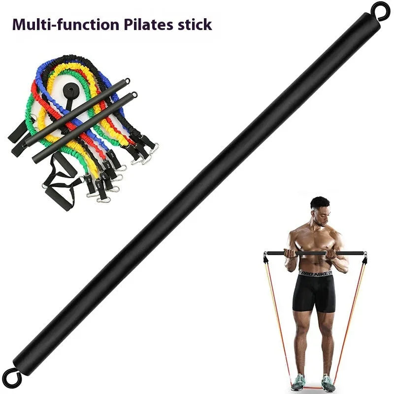 Telescopic push-and-pull rod fitness equipment with pull rope attachments for resistance training