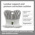Grey ergonomic office seat cushion with integrated back support for waist and posture correction