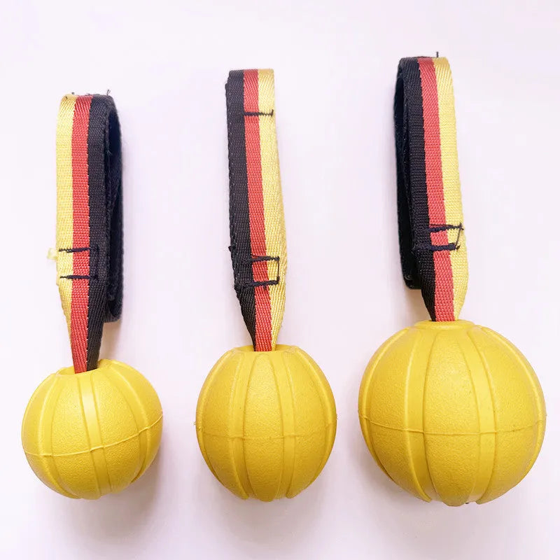 Floating EVA foam dog training ball in camouflage colour with tetherball knot design for water play