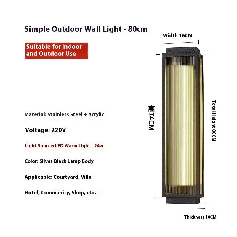 Stainless steel outdoor wall lamp with waterproof design for garden and courtyard lighting
