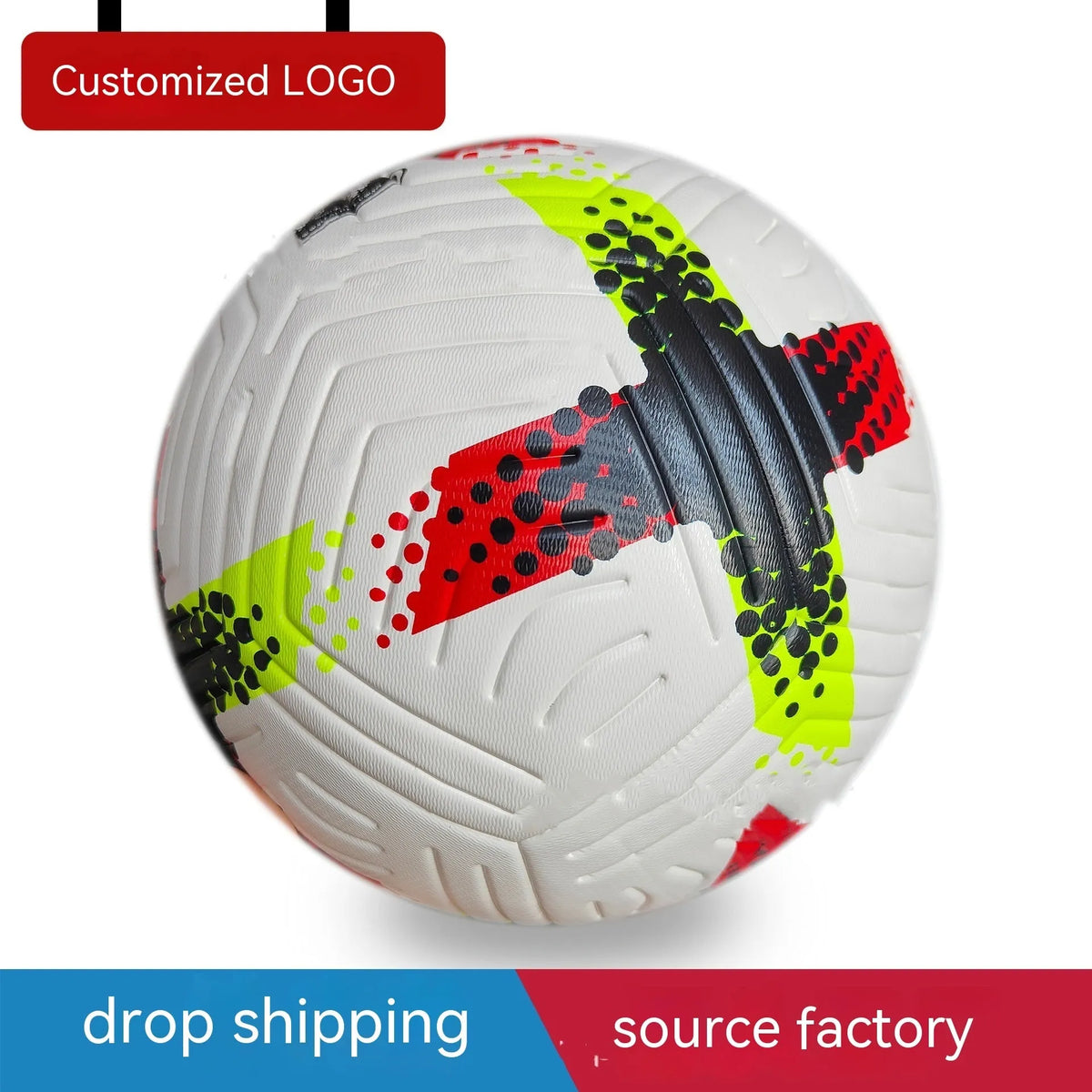 Fluorescent green size 5 football with seamless thermal adhesive construction
