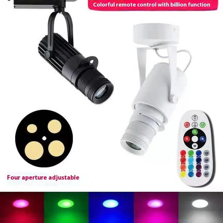 Black surface-mounted LED spotlight for restaurant atmospheric lighting with aluminium construction