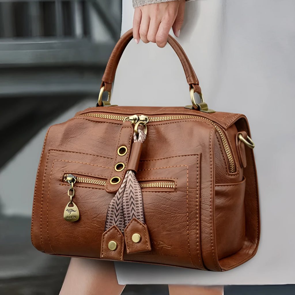 Women's one-shoulder crossbody bag in soft PU material with retro styling and horizontal square shape