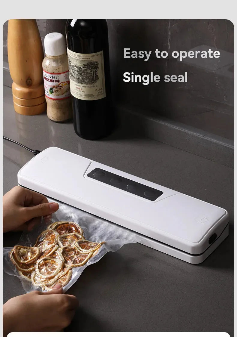 White automatic vacuum sealer machine with compact design for food preservation