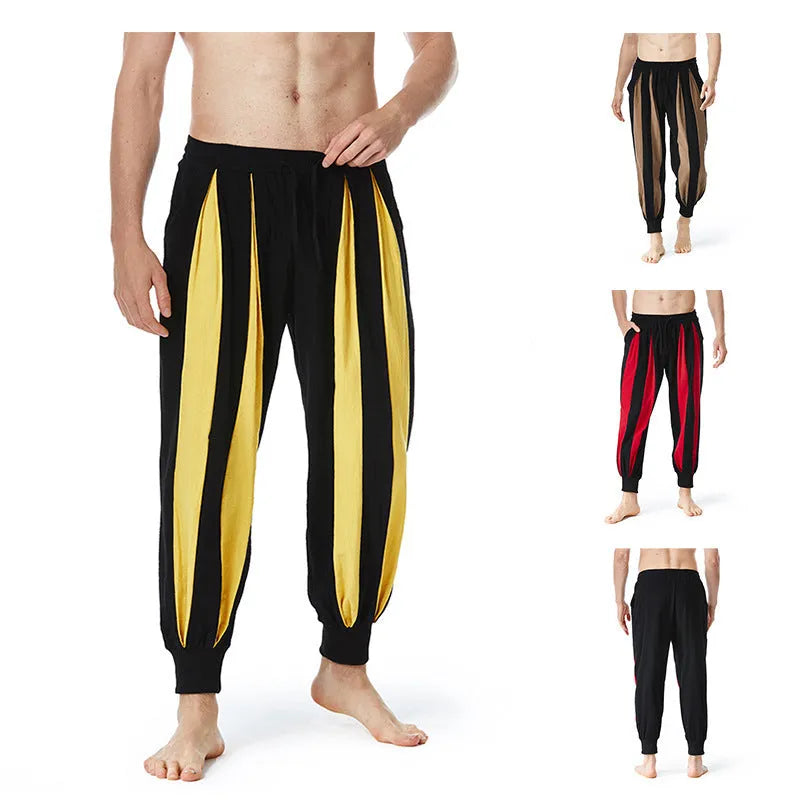Men's straight leg casual trousers in polyester fibre available in four colours and six sizes
