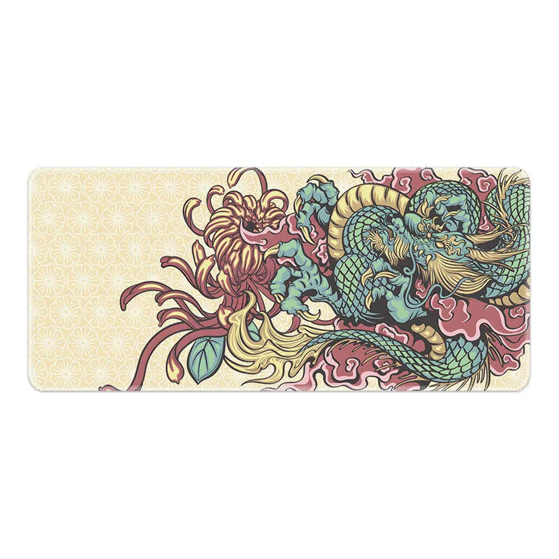 Esports creative dragon mouse pad with floral dragon pattern on cloth surface