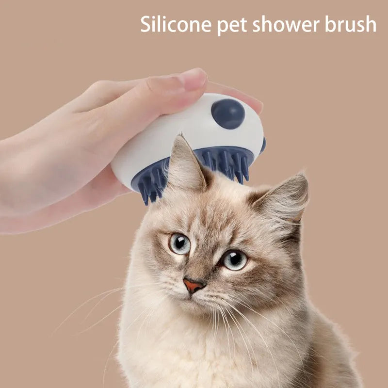 Panda-shaped silicone pet bath brush with soft bristles for cats and dogs