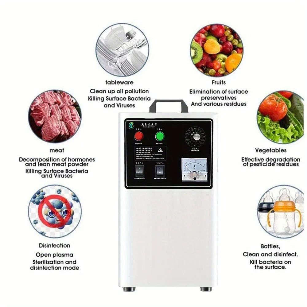 Ozone generator for fruit and vegetable treatment with 20g/h output and air-cooled cooling system
