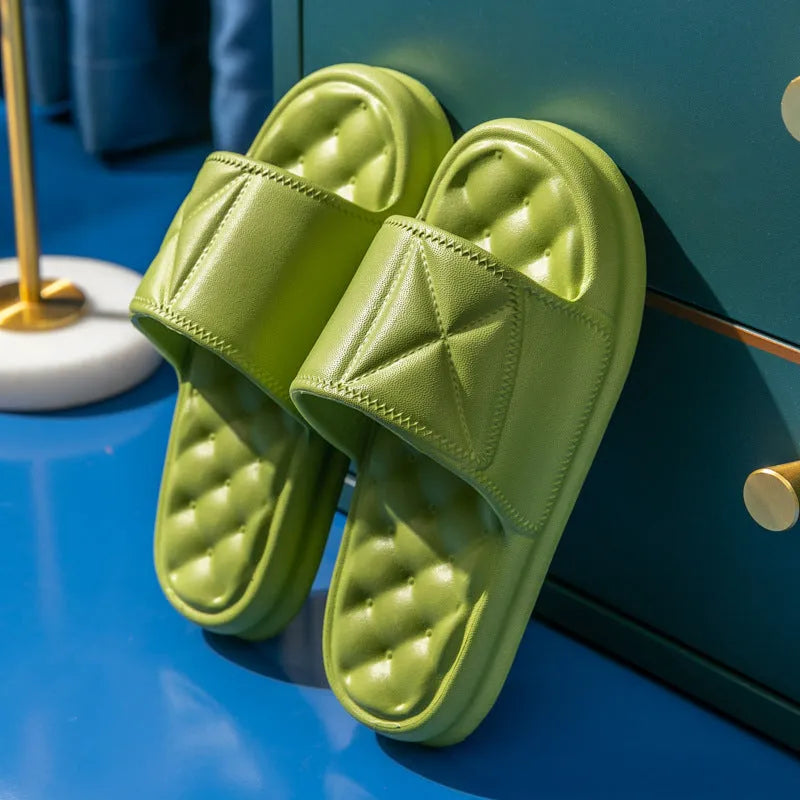 Soft EVA bathroom slippers with thick 3.5cm non-slip soles in multiple colour options