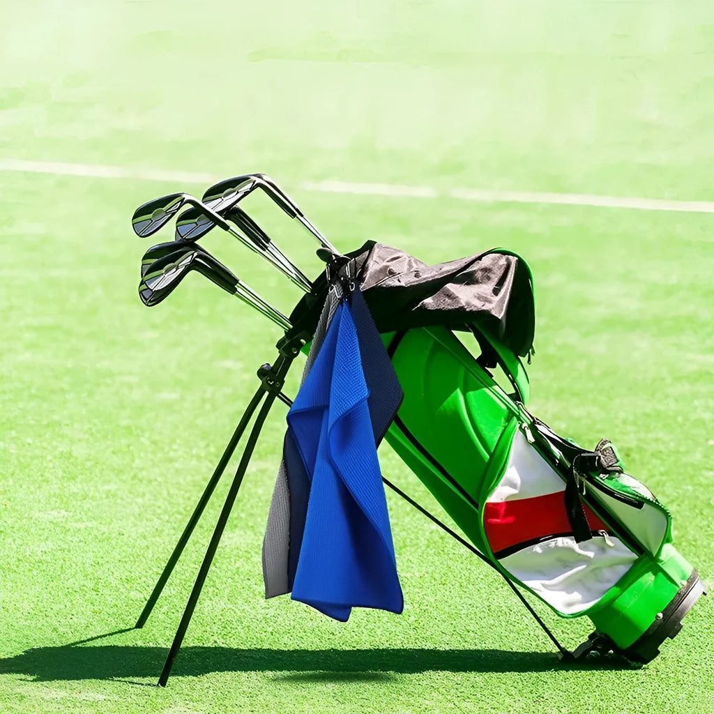 Waffle golf ball cleaning cloth towel in assorted colours showing textured surface