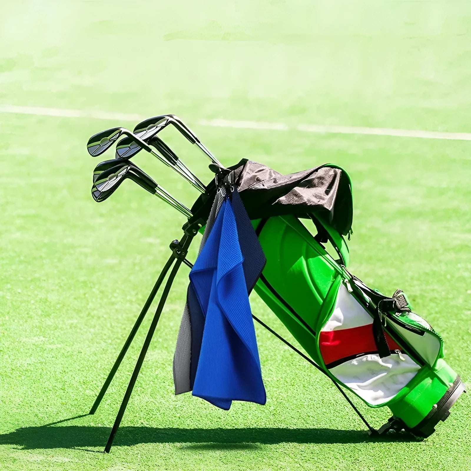 Waffle golf ball cleaning cloth towel in assorted colours showing textured surface